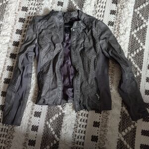 Maurices Women's Charcoal Faux Leather Moto Jacket